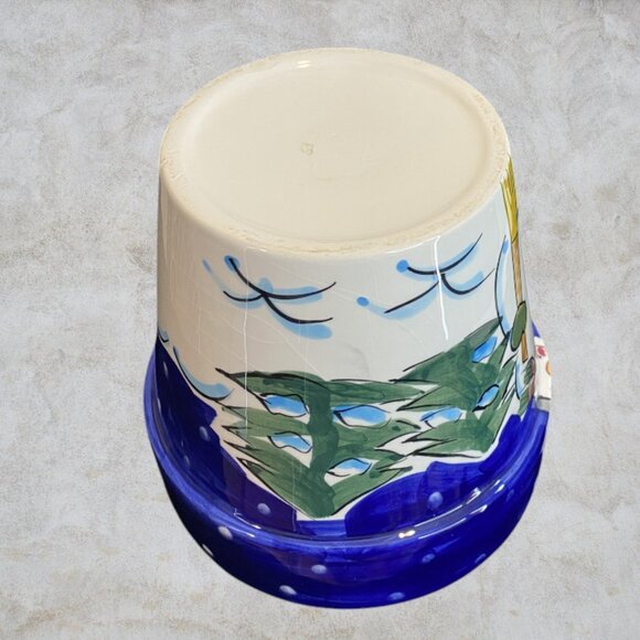 Pottery -- Winter Scene with Snowmen, Utensil Holder, Napkin Holder, Servingware - Picture 4 of 5